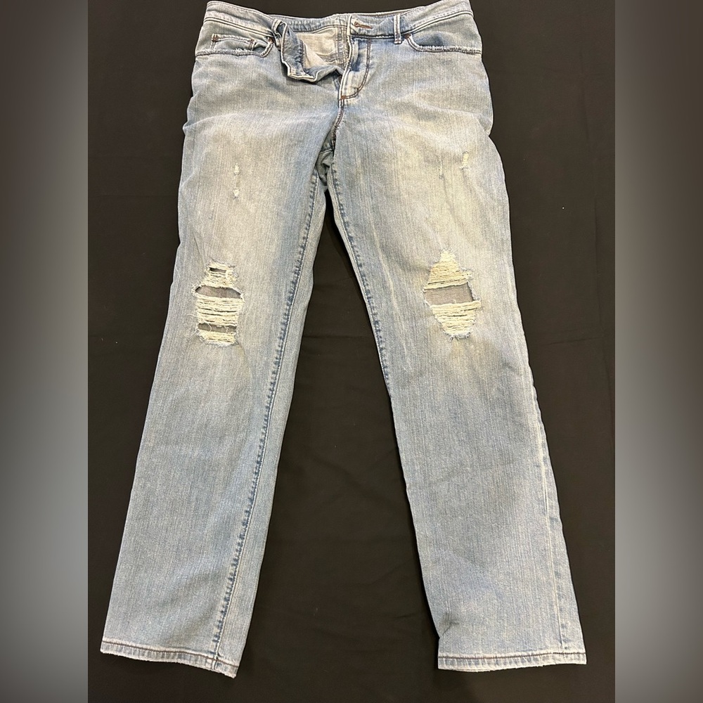 LOFT Light Blue Distressed Straight Leg Jeans